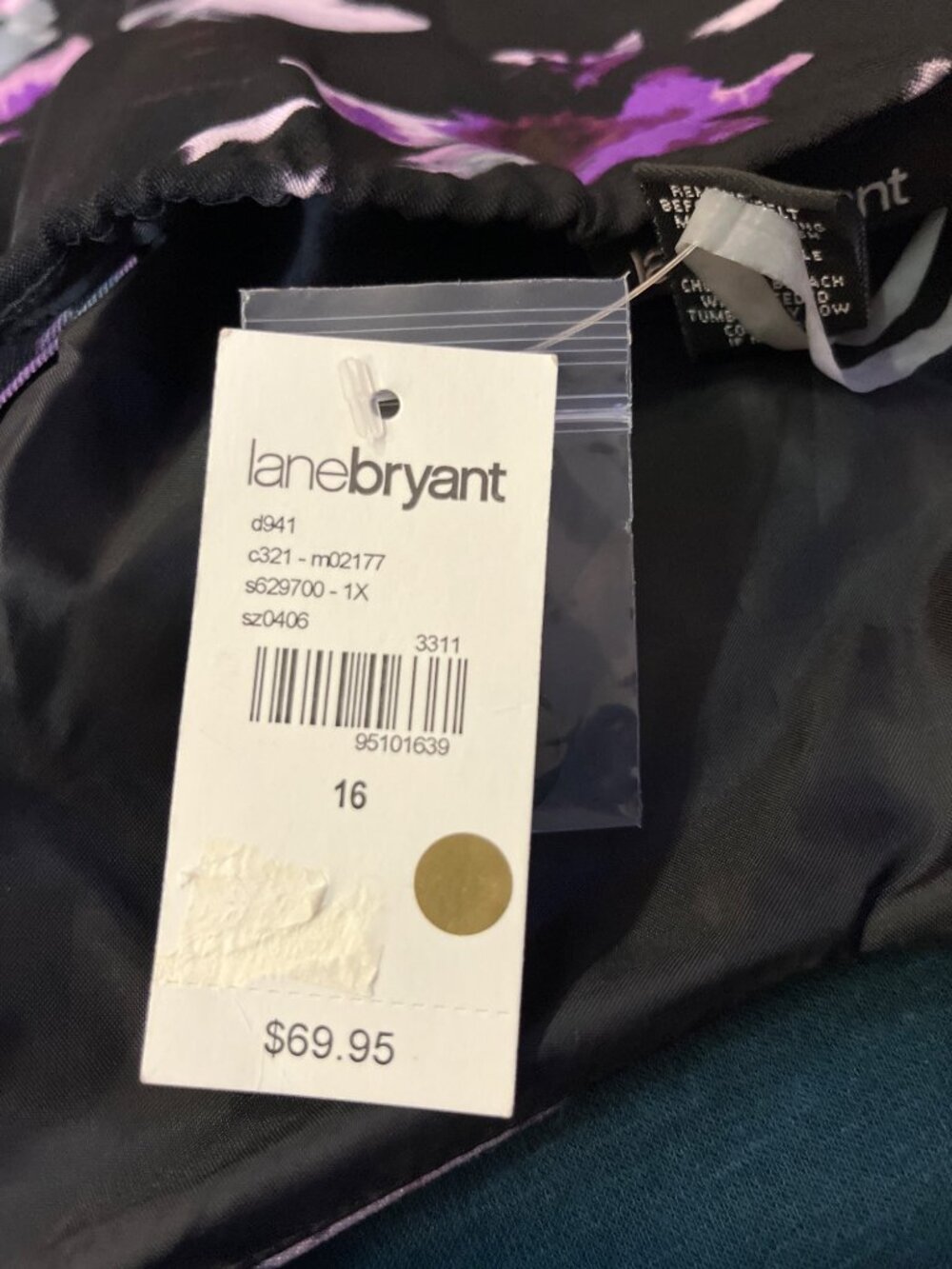 Lane Bryant Floral Dress Womens 16 Purple Black NEW Defects No Belt - Picture 8 of 14